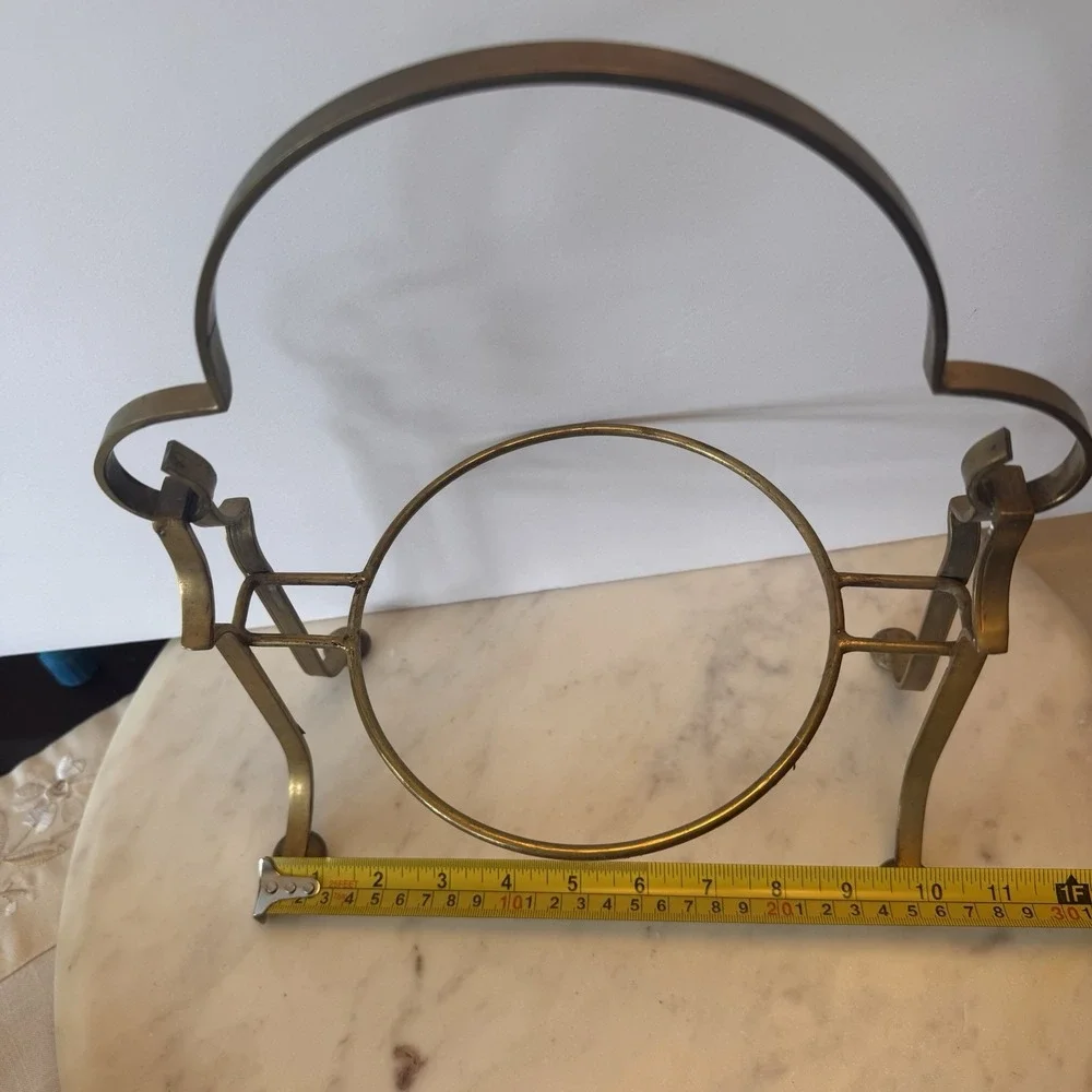 LE Smith Amber Glass Moon & Stars Pedestal / Bowl ~ Brass Arch Holder Stand